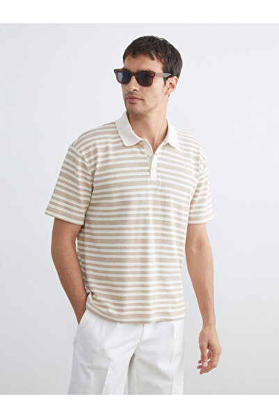 LC Waikiki Ανδρικό μπλουζάκι Özmarka New Season Polo με ριγέ λαιμόκοψη