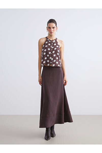 LC Waikiki Lcw Vision Brown Halter Neck Polka Dot Blouse