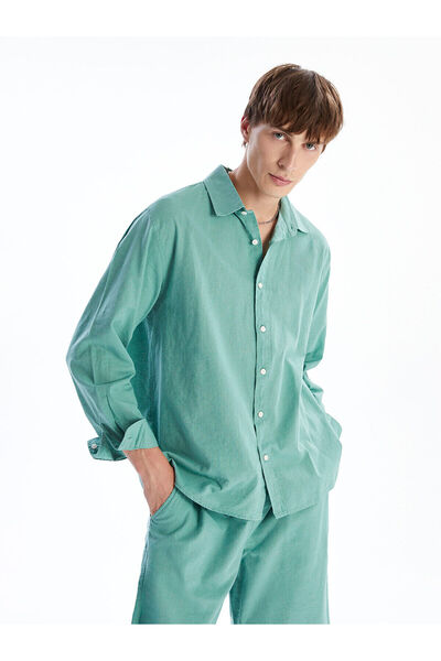 LC Waikiki Nevavm Regular Fit Long Sleeve Linen Blend Men's Shirt with Differ...