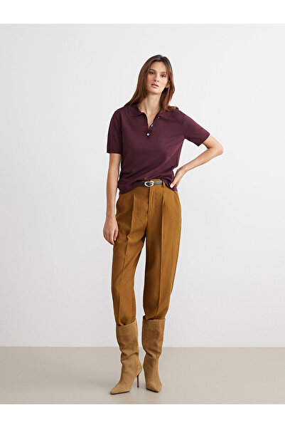 LC Waikiki Yeşil Beli Kemerli Havuç Kesim Kadın Pileli Pantolon