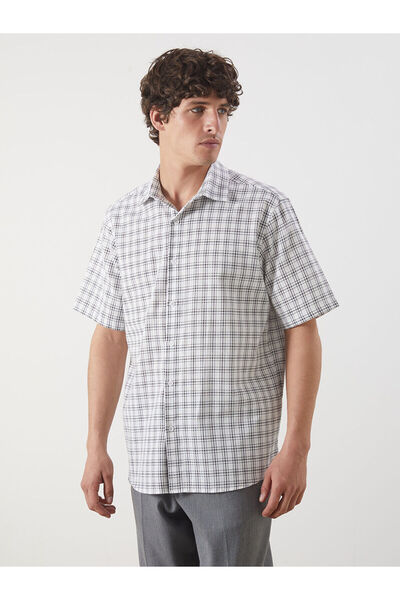 LC Waikiki Ανδρικό καρό κοντομάνικο πουκάμισο με κανονική εφαρμογή
