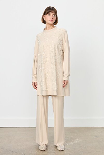 Nihan Rahat Kalıp Örme Takım Bej