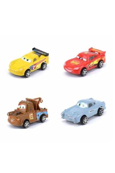 Disney Pixar Cars 4Pcs Models Lightning McQueen Mater Kids Movie 1:55 Plastic Mini Vehicle Action Fi