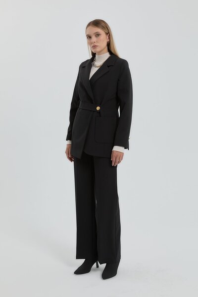 Nihan Kemer Detaylı Ceket Pantolon Takım Siyah