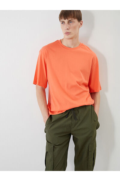 LC Waikiki Ανδρικό μπλουζάκι από βαμβακερό χτενισμένο με λαιμόκοψη Mercan