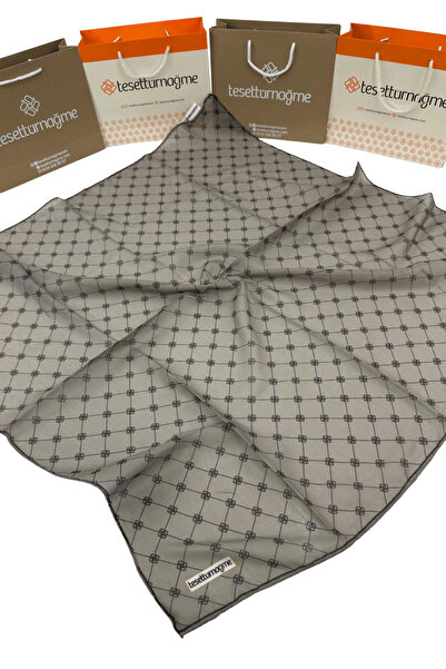 Tesettürnağme Soft Cotton Scarf Tn2001 Monogram Light Mink-03