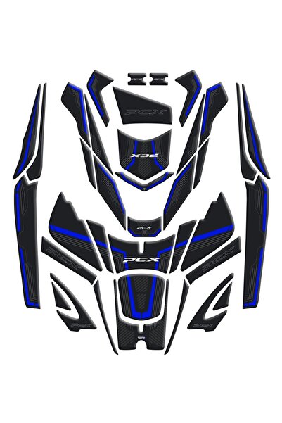 Redline Grafik Honda PCX 2025 Karbon Mavi Full Set