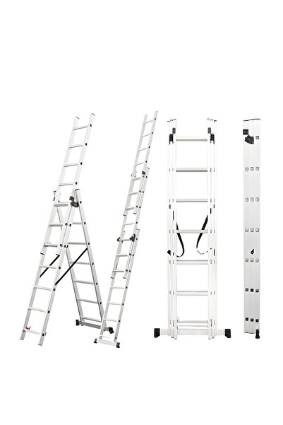 Asil Alüminyum 3 Parçalı Endüstriyel Merdiven 3x6 / 3x7 / 3x8 / 3x9 Basamak |...