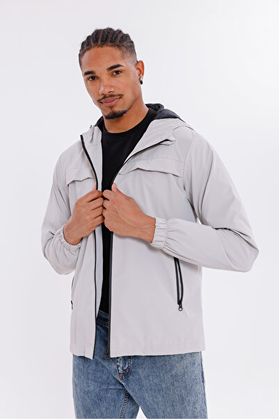 Firststops Ανδρικό υφασμάτινο Nova με κουκούλα, κομψό εποχιακό αδιάβροχο που αντιστέκεται στο νερό και τον άνεμο