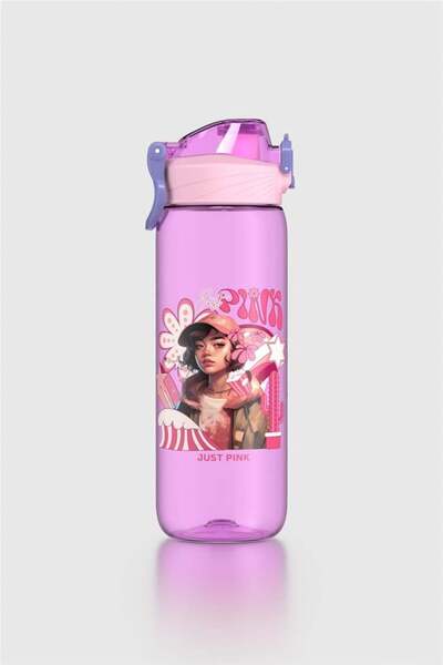 Renga Wave Patterned 630 ml Tritan Children's Water Bottle 912167 Lilac