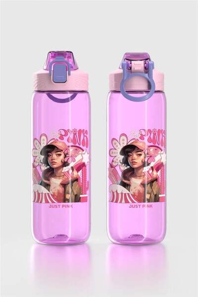 Renga Wave Patterned 630 ml Tritan Children's Water Bottle 912167 Lilac