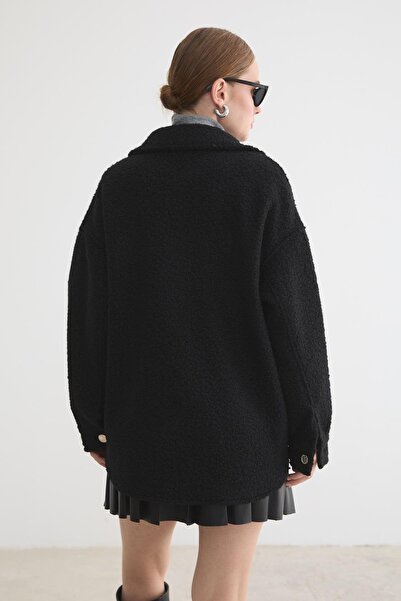 LEVURE Buklet Kumaş Kadın Mont SİYAH