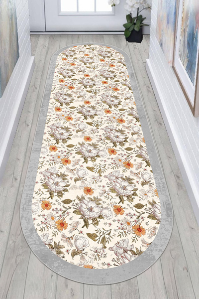 VELLORA HOME Yıkanabilir Dijital Baskılı Yolluk Halı Kaymaz Tabanlı Halı Yoll...