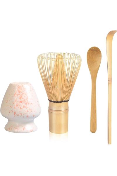 Lumely مجموعة خفاقة الماتشا - خفاقة الماتشا (شاسن)، مغرفة تقليدية (شاشاكو)، ملعقة شاي، حامل خفاقة - ث