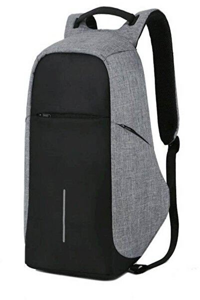 HALAMODO حقيبة ظهر للكمبيوتر المحمول مقاس 15 بوصة باللون الرمادي مع شحن USB متعدد الوظائف