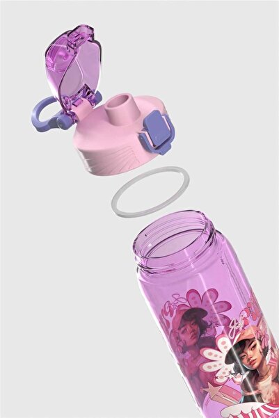 Renga Wave Patterned 630 ml Tritan Children's Water Bottle 912167 Lilac