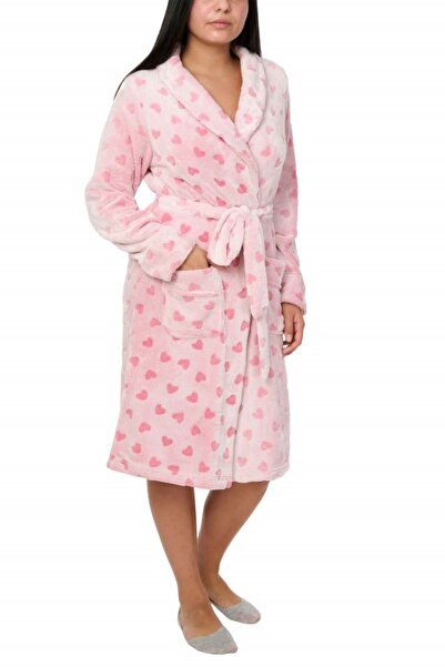 Centini Women's bathrobe with hearts, Selena, pale pink