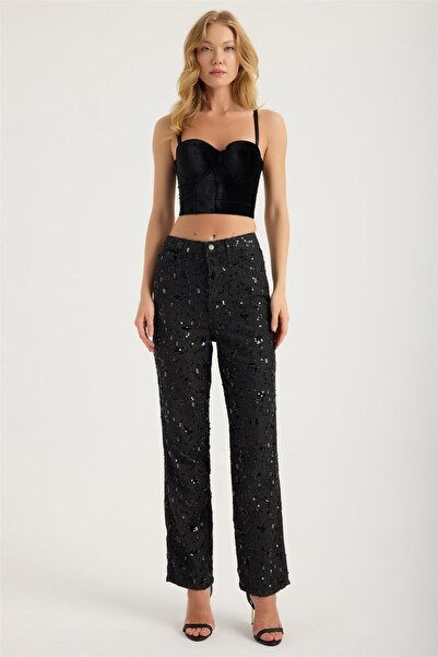 HomeStore Jean Payetli Lifli Yırtıklı Pantolon