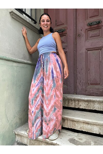 Bohoyasam Kadın Renkli Batik Desenli Viskon Pantolon – Rahat Salaş Model, Cep...