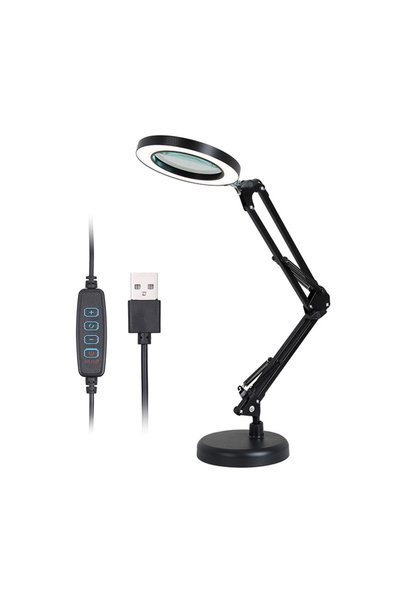 HALAMODO White Clamp Magnifying Glass With 64 LED Lights - 40.5x4x28cm