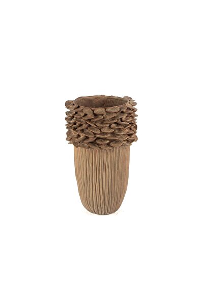 Mikasa Moor Yapraklı Bej Seramik Vazo 26x41cm