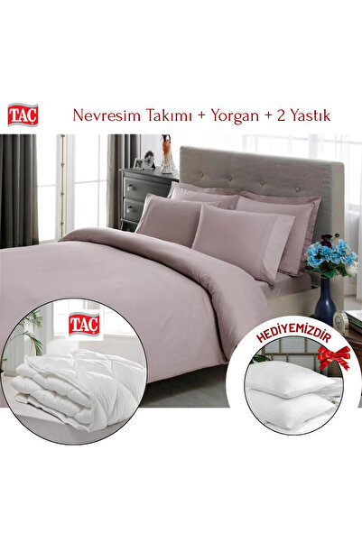 Taç Double Premium Basic Stripe Satin Duvet Cover Set Comforter Pillow