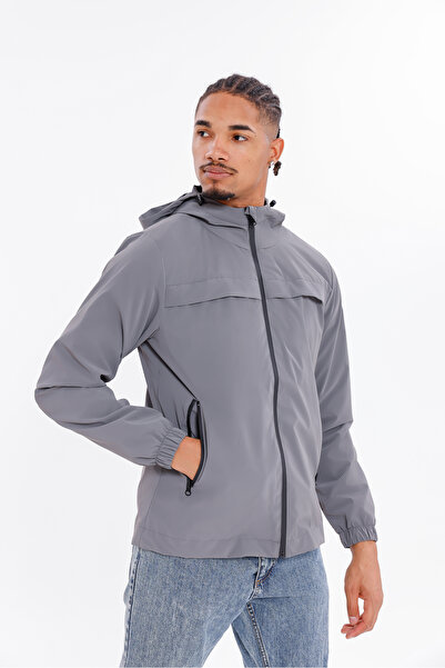 Firststops Men's Anthracite Hooded Nova Fabric Stylish Seasonal Water and Windproof Raincoat