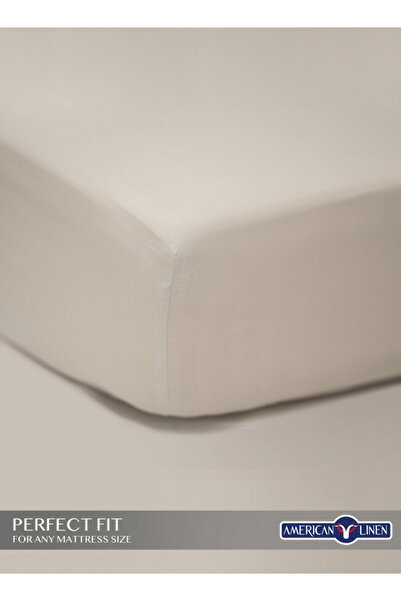 American Linen King Striped Fitted Elastic Bedsheet with 2 Pillow Case 200 x 200 Cm (White)