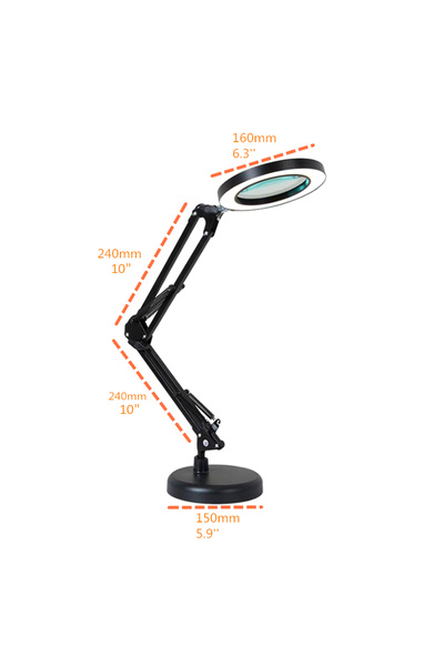 HALAMODO White Clamp Magnifying Glass With 64 LED Lights - 40.5x4x28cm