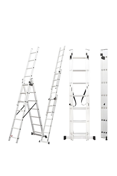 Asil Alüminyum 3 Parçalı Endüstriyel Merdiven 3x6 / 3x7 / 3x8 / 3x9 Basamak | EN131