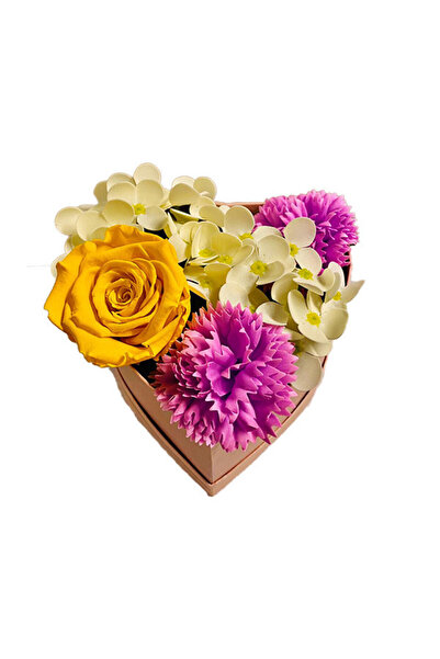 velve Aranjament Floral Pixie Pink,cutie inima trandafir criogenat,hortensii si garoafe de sapun,Albastru