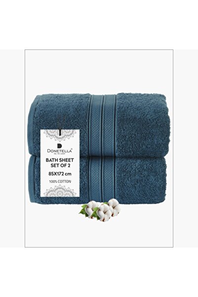Generic DONETELLA 2-Piece 600 GSM Combed Cotton Bath Sheet Set - 85x172 cm