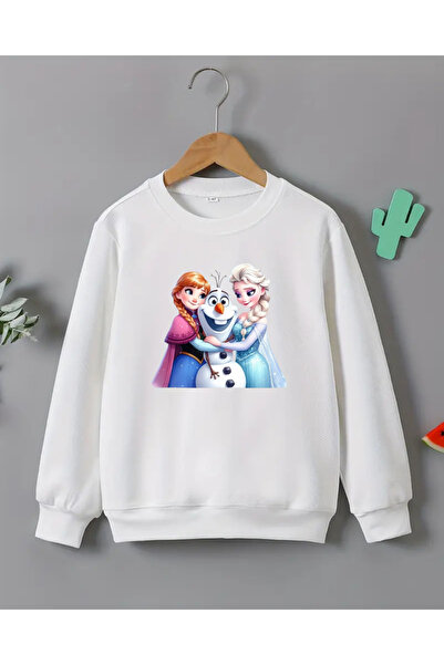 haha Kız Çocukları için Elsa & Anna Baskılı Uzun Kollu T-shirt
