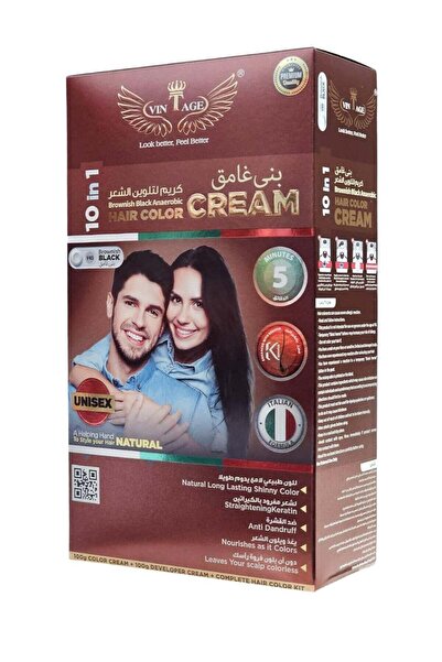 Vintage كريم تلوين الشعر 10 في 1 بني أسود V45