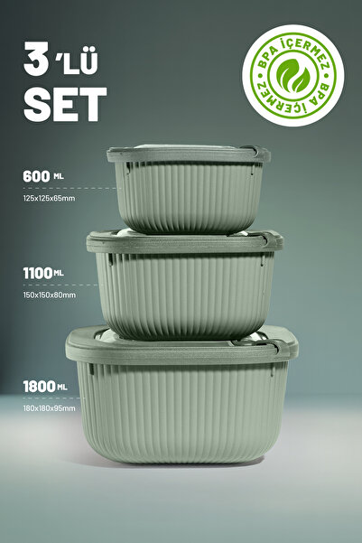 Dünya Plastik 3’lü Saklama Kabı Seti – Taze Tutan, Mikrodalga ve Dondurucu Uy...