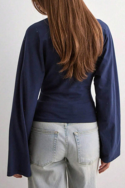 BLUE STREET Жіноча блуза з довгими рукавами та поясом на талії