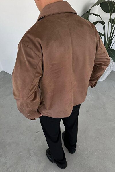 HAFKAGİYİM Ταν σουέτ υφασμάτινο μπουφάν με λεπτομέρεια με κουμπιά