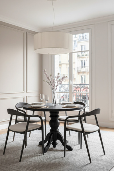 Woodenbend Tonga Siyah Ahşap Masa Sandalye Takımı 100x100 İskandinav Modern 4...