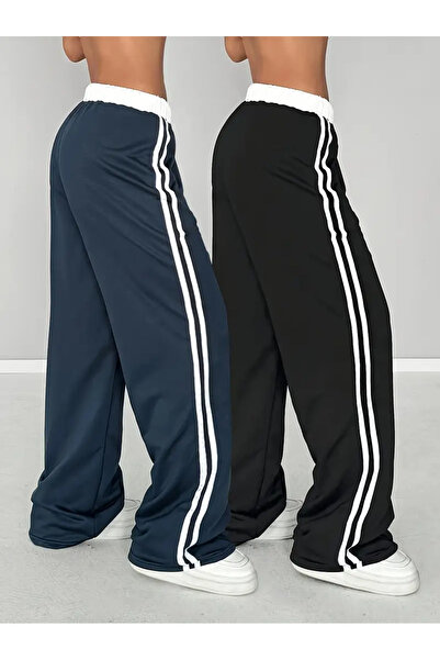 Touz Moda 01 Φούτερ μεγάλου μεγέθους με λεπτομέρεια με κορδόνι στη μέση, μπλε ναυτικό χρώμα, φαρδύ κομμένο στο κάτω μέρος