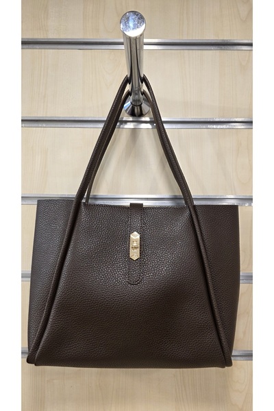 VİENCA Women's Large Shoulder Bag with Faux Leather Lock Detail
