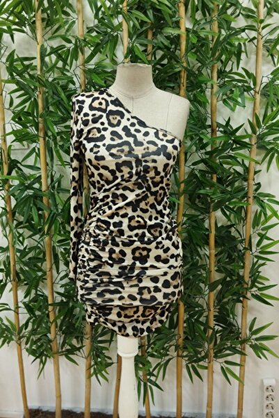 Mossta One Shoulder Gathered Diving Suit - Leopard