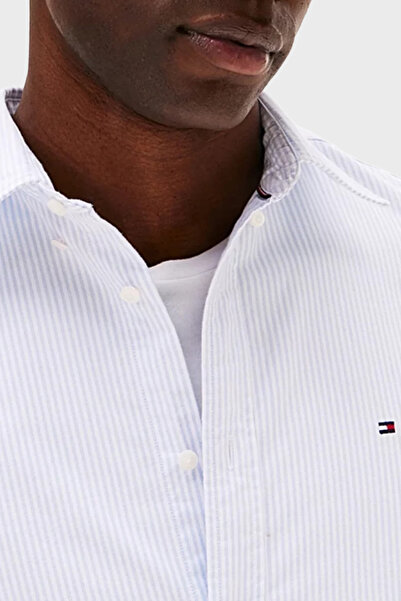 Tommy Hilfiger % 100 Pamuk Regular Fit Çizgili Gömlek Erkek GÖMLEK MW0MW36238 0A9
