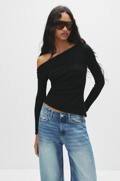 Pull & Bear Asymmetric long sleeve top