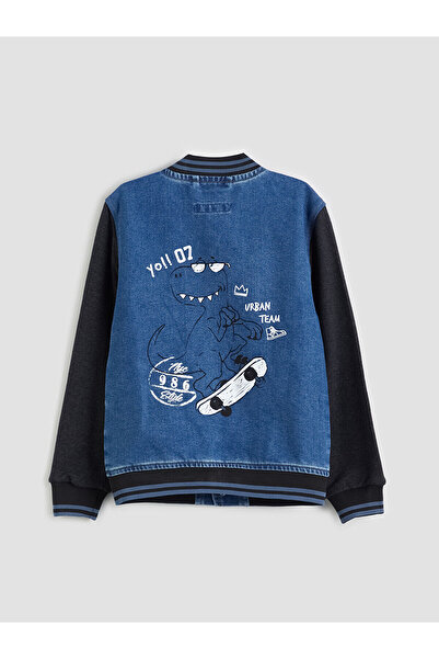 LC Waikiki Jachetă Jean pentru băiat cu imprimeu cu reverul colegiului