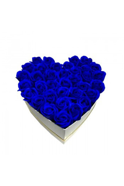 velve Aranjament floral inima cu trandafiri de sapun Special M, Albastru