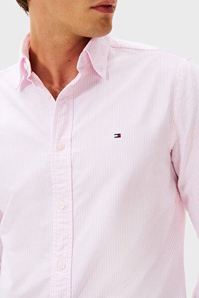 Tommy Hilfiger % 100 Pamuk Regular Fit Çizgili Gömlek Erkek GÖMLEK MW0MW36238 0D2