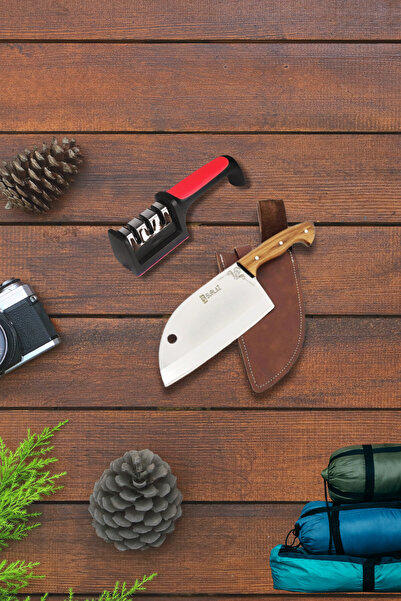 SürLaz 31 Cm Ahşap Saplı Almazan Şef Bıçağı + Bileme Aparatı – Kamp ve Mutfak...