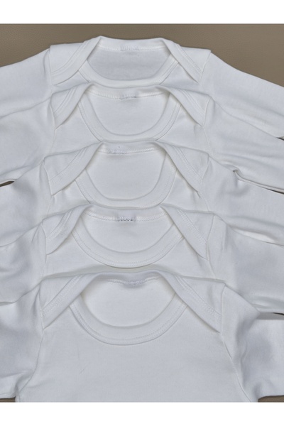 vieso 5-Piece Cotton Long Sleeve Bodysuit for Girls and Boys with Snap Fasteners