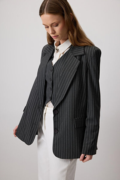Touché Privé Striped Vest Jacket Set