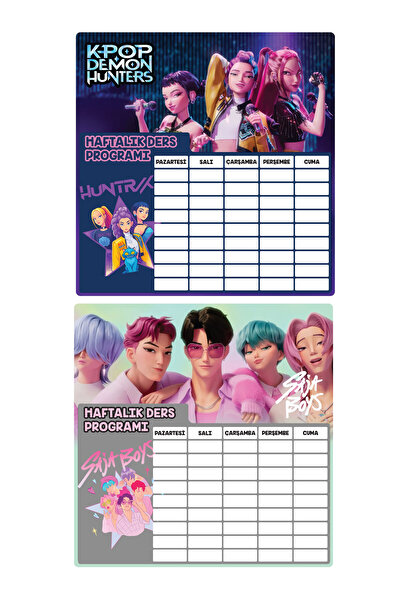 cakaybu K-Pop Demon Hunters Saja Boys & Huntrix Haftalık Ders Programı Sticke...